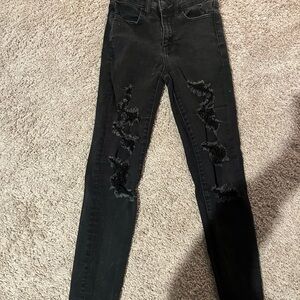 American Eagle Outfitters Black Distressed Skinny Jeans